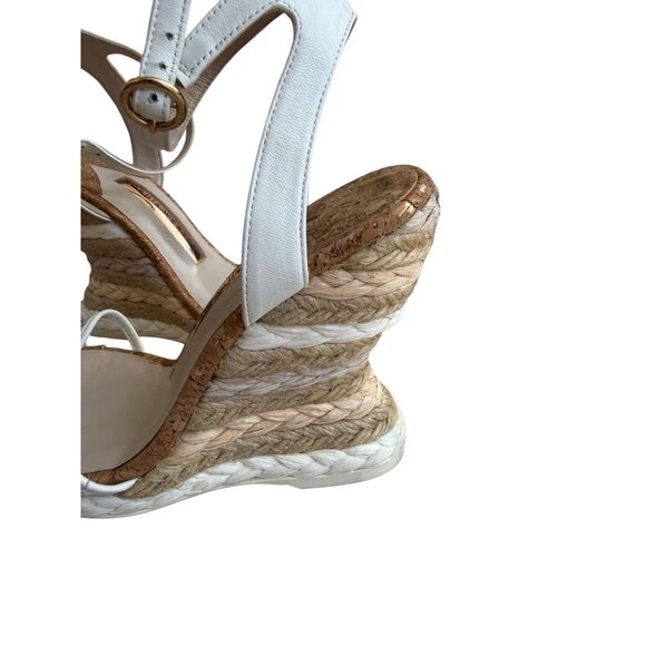 SOPHIA WEBSTER White Leather Espadrilles Wedges Size 37.5 / 7.5 - Picture 4 of 7
